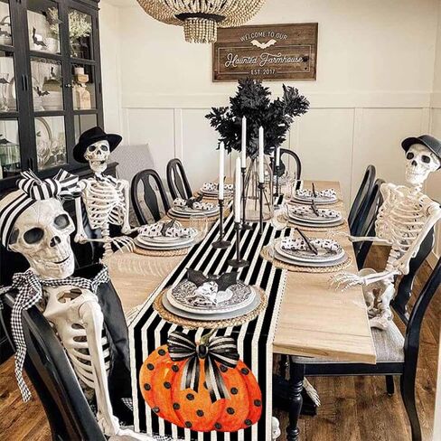PANDICORN Halloween Spider Web Table Runner 13x72 Inch, Orange Spider Festival Seasonal Table Runner Halloween Kitchen Dining Coffee Table Decor for Home Party Gathering Decorations in Saudi Arabia