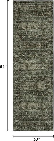Green Washable Rugs 5x7 Living Room Rug Non Slip Rugs for Bedroom,Traditional Border Vintage Foldable Stain Resistant Low Pile Indoor Throw Carpet for Home Office Dining Table,Green/Grey in Saudi Arabia