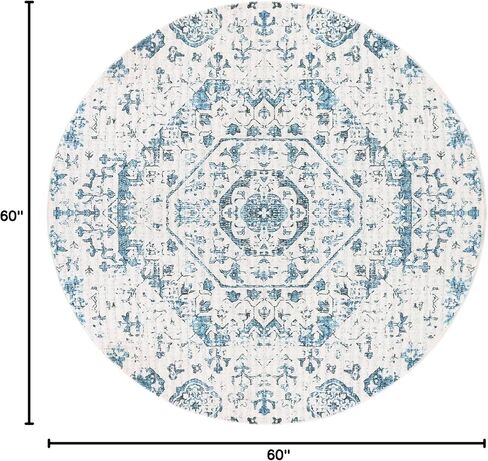 Round Area Rug 3ft, Washable Bohemian Mandala Round Rug Non Skid Chic Soft Rug Circle Area Mat Carpet for Bathroom Living Room Entryway Nursery Sofa Floor Decor, 3ft Kaleidoscope in Kuwait