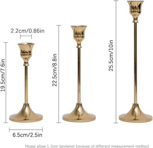 Vincidern Black Taper Candle Candlestick Holder Set of 3, Iron Taper Candle Holder for Mantle, Dinner Table Decorative Candlestick, Metal Candle Stand in Saudi Arabia