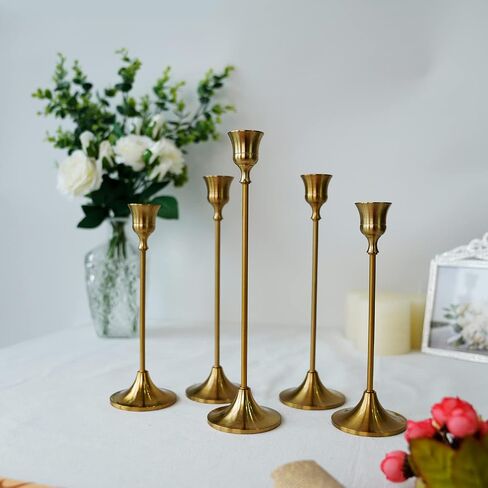 Vincidern Black Taper Candle Candlestick Holder Set of 3, Iron Taper Candle Holder for Mantle, Dinner Table Decorative Candlestick, Metal Candle Stand in Saudi Arabia