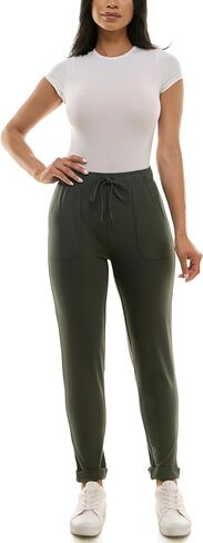 Zac & Rachel Women's Brushed Dty Jogger with Functional Pockets, Elastic + Tie Waist, and Rolled Ankle Cuff in Saudi Arabia