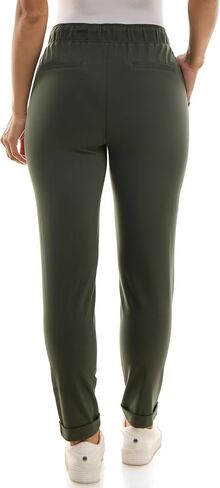 Zac & Rachel Women's Brushed Dty Jogger with Functional Pockets, Elastic + Tie Waist, and Rolled Ankle Cuff in Saudi Arabia