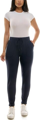 Zac & Rachel Women's Brushed Dty Jogger with Functional Pockets, Elastic + Tie Waist, and Rolled Ankle Cuff in Kuwait