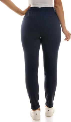 Zac & Rachel Women's Brushed Dty Jogger with Functional Pockets, Elastic + Tie Waist, and Rolled Ankle Cuff in Kuwait