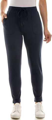 Zac & Rachel Women's Brushed Dty Jogger with Functional Pockets, Elastic + Tie Waist, and Rolled Ankle Cuff in Kuwait