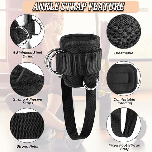 Taeku Ankle Straps for Kickbacks Men Women 1 Pair Adjustable Comfort Gym Ankle Straps with Double D-Ring for Glute Workouts Leg Extensions Lower Body Exercises in Saudi Arabia