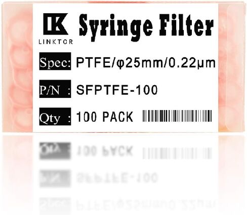 مرشح حقنة PTFE، قطر 25 مم، حجم المسام 0.22 ميكرومتر، عبوة غير معقمة مكونة من 20 قطعة (عبوة من 20 قطعة، 0.22 ميكرومتر، PTFE) in Kuwait