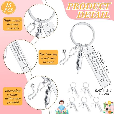 Nurse Gifts Set Stethoscope Brooch Lapel Pins Nurse Keychain Appreciation Gifts Thank You Card Bag Nurse Week Gift in Saudi Arabia