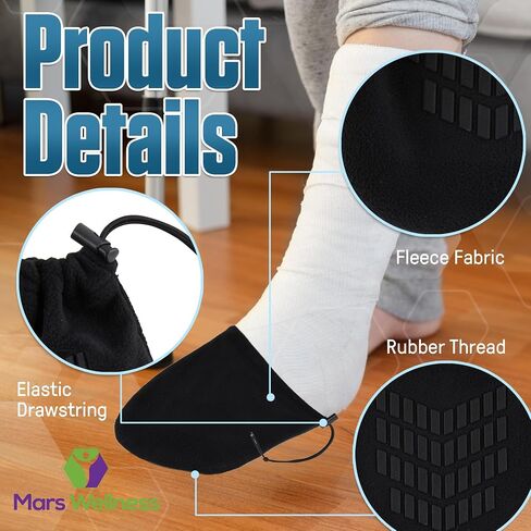 MARS WELLNESS Premium Cast Sock Toe Cover Protector - Drawstring Cover - Fits Leg, Ankle, and Foot Casts, Boots, Splint and Walking Boot - Cast Sock Cover for Adult and Child in Saudi Arabia