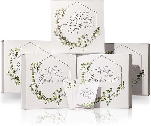 Tavenly Will You Be My Bridesmaid Proposal Box - هدايا اقتراح العروسة - صناديق بأغطية للهدايا - أفكار هدايا للنساء ودعوات قبيلة العروس - يوم زفاف شخصي فارغ - صندوق واحد in Saudi Arabia