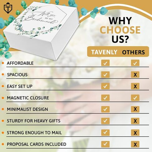Tavenly Will You Be My Bridesmaid Proposal Box - هدايا اقتراح العروسة - صناديق بأغطية للهدايا - أفكار هدايا للنساء ودعوات قبيلة العروس - يوم زفاف شخصي فارغ - صندوق واحد in Saudi Arabia