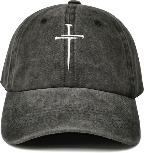 Three 3 Nails Cross Baseball Cap, Religious Gifts for Men Women, Washed Pink Embroidered Christian Hats Denim Dad Hat in Saudi Arabia