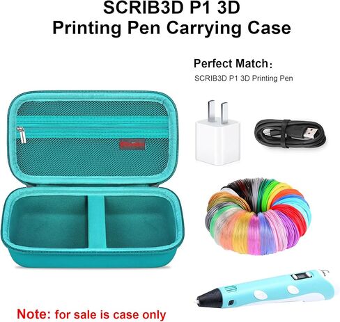 حقيبة حمل قلم Elonbo ثلاثية الأبعاد لقلم الطباعة SCRIB3D P1 ثلاثي الأبعاد مع شاشة العرض، وجيب شبكي إضافي يناسب خيوط PLA، وكتاب الاستنسل، ودليل المشروع، والشاحن، أخضر + أخضر (الجراب فقط! SCRIB3D P1 غير متضمن) in Kuwait
