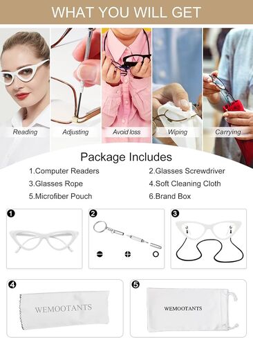 Unique Reading Glasses for Women Blue Light Blocking Readers Retro Cat Eye Style in Saudi Arabia