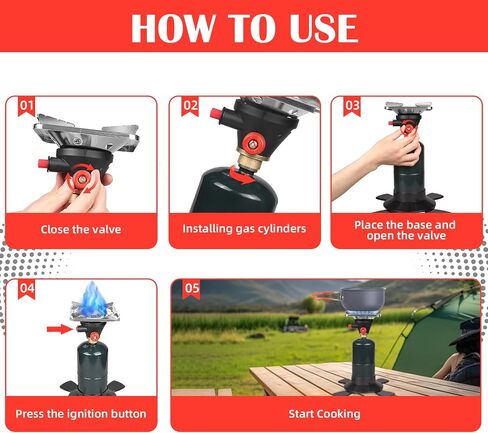 DOMINOX 10,000 BTU Propane Camping Stove, Portable Adjustable Flame Camping Stove with Gas Cylinder Base, Portable Backpacking Stove for Camping, Outdoor, Travel, Hiking (Propane Tank Not Included) in Saudi Arabia