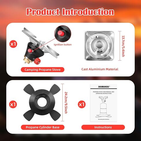 DOMINOX 10,000 BTU Propane Camping Stove, Portable Adjustable Flame Camping Stove with Gas Cylinder Base, Portable Backpacking Stove for Camping, Outdoor, Travel, Hiking (Propane Tank Not Included) in Saudi Arabia