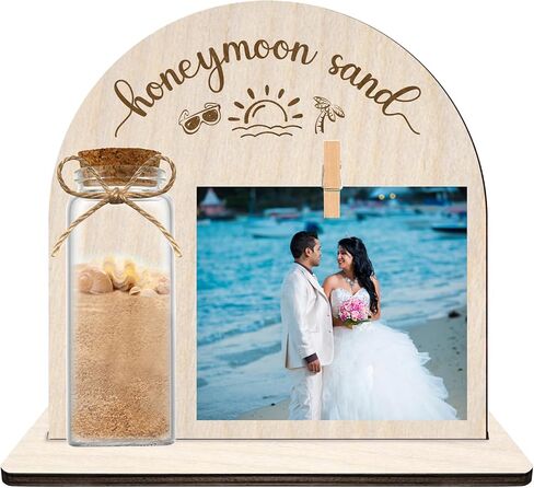 Personalized Honeymoon Sand Jar，Custom Anniversary Photo presents, Vacation Keepsake Jar，Wedding Presents，Honeymoon Present, Bride to be Gift，Valentine’s Day Gifts for Boyfriend Girlfriend (style 3) in Kuwait