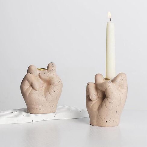 Finger Candle Holder Artware Diverting Candlesticks with Middle Finger 11cm Model Statue for Decoration (Green) in Saudi Arabia