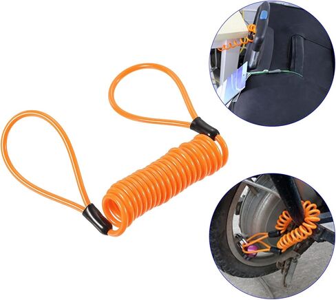 Disc Lock Security Steel Cable - Plastic Coated Spring Reminder Wire Anti-Theft Rope, Apply to Outdoors Protection (3.5mmx1.2m, Yellow) in Saudi Arabia