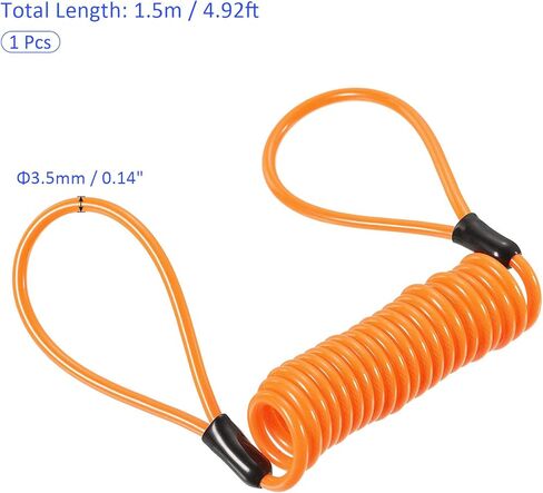 Disc Lock Security Steel Cable - Plastic Coated Spring Reminder Wire Anti-Theft Rope, Apply to Outdoors Protection (3.5mmx1.2m, Yellow) in Saudi Arabia