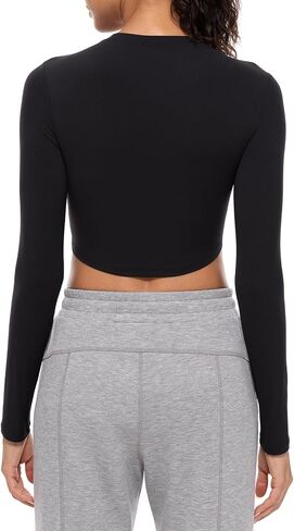 Lavento Women's Ultra Soft Crewneck Long-Sleeve Cropped T-Shirt - Workout Yoga Casual Tee Tops in Saudi Arabia