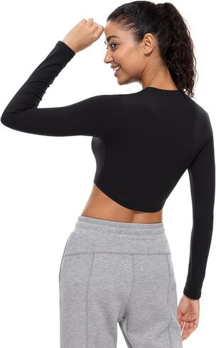 Lavento Women's Ultra Soft Crewneck Long-Sleeve Cropped T-Shirt - Workout Yoga Casual Tee Tops in Saudi Arabia