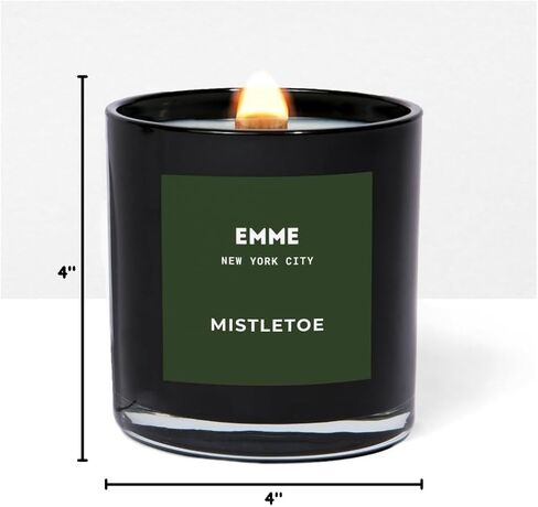 وعاء شموع معطرة من EMME NYC - زجاج أسود، الصويا، طبيعي، غير سام، آمن للحيوانات الأليفة، وقت حرق يصل إلى 60 ساعة، فتيل خشبي، رائحة قوية، لم يتم الإساءة إلى الحيوانات لتصنيعه، 10 أونصة - شموع معطرة بأفضل رائحة (ليتشي) in Kuwait