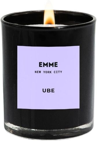 وعاء شموع معطرة من EMME NYC - زجاج أسود، الصويا، طبيعي، غير سام، آمن للحيوانات الأليفة، وقت حرق يصل إلى 60 ساعة، فتيل خشبي، رائحة قوية، لم يتم الإساءة إلى الحيوانات لتصنيعه، 10 أونصة - شموع معطرة بأفضل رائحة (ليتشي) in Kuwait