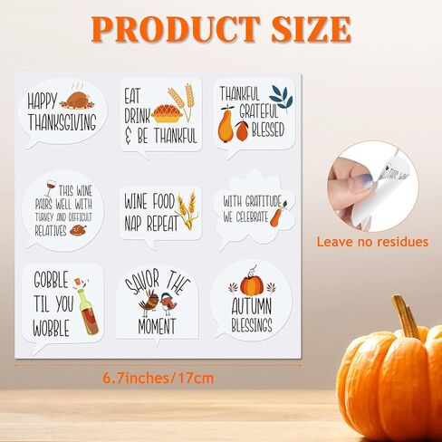 36 Pieces Wine Glass Static Cling Sticker Thanksgiving Reusable Funny Wine Sticker Reusable Wine Glass Stickers Wine Glass Drink Markers Fall Wine Stickers for Wine Tasting Wine Charm Party Supplies in Saudi Arabia