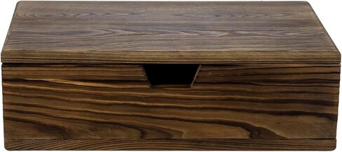 MyGift 15.5 Inch Rustic Floating Shelf with Drawer, Burnt Solid Wood Decorative Wall Mounted Wooden Bedroom Nightstand or Storage Console Table in Saudi Arabia