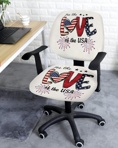 Christmas Snowflake Office Chair Covers Stretchable 2 Piece, Soft Decorative Computer Desk Chair Cover Protector Universal Rotating Chair Slipcover Gold Black Xmas Winter Holiday in Saudi Arabia