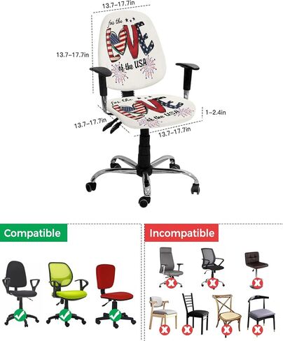 Christmas Snowflake Office Chair Covers Stretchable 2 Piece, Soft Decorative Computer Desk Chair Cover Protector Universal Rotating Chair Slipcover Gold Black Xmas Winter Holiday in Saudi Arabia