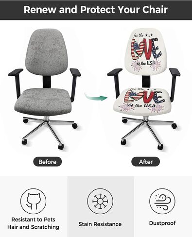 Christmas Snowflake Office Chair Covers Stretchable 2 Piece, Soft Decorative Computer Desk Chair Cover Protector Universal Rotating Chair Slipcover Gold Black Xmas Winter Holiday in Saudi Arabia