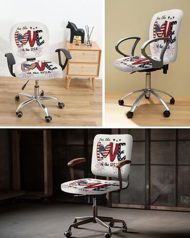 Christmas Snowflake Office Chair Covers Stretchable 2 Piece, Soft Decorative Computer Desk Chair Cover Protector Universal Rotating Chair Slipcover Gold Black Xmas Winter Holiday in Saudi Arabia