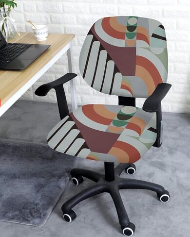 Christmas Snowflake Office Chair Covers Stretchable 2 Piece, Soft Decorative Computer Desk Chair Cover Protector Universal Rotating Chair Slipcover Gold Black Xmas Winter Holiday in Saudi Arabia