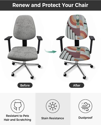Christmas Snowflake Office Chair Covers Stretchable 2 Piece, Soft Decorative Computer Desk Chair Cover Protector Universal Rotating Chair Slipcover Gold Black Xmas Winter Holiday in Saudi Arabia