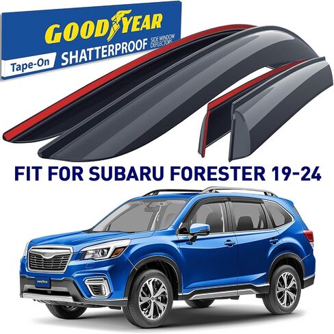 Goodyear Shatterproof Window Deflectors for Nissan Rogue 2014-2020, Tape-on Rain Guards, Window Visors, Vent Deflector Visor, Car Accessories,6 pcs. - GY008647 in Saudi Arabia