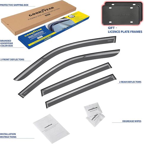 Goodyear Shatterproof Window Deflectors for Nissan Rogue 2014-2020, Tape-on Rain Guards, Window Visors, Vent Deflector Visor, Car Accessories,6 pcs. - GY008647 in Saudi Arabia