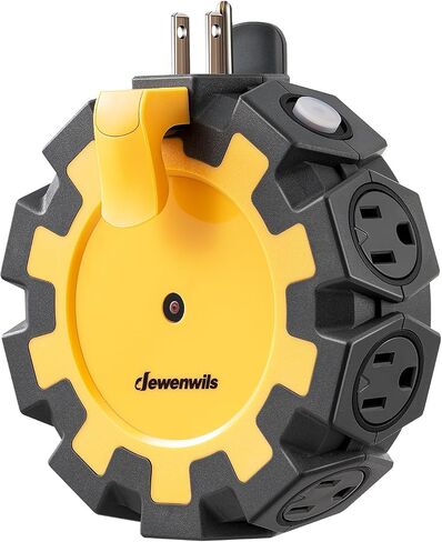 مركز طاقة DEWENWILS شديد التحمل ذو 6 منافذ مع أغطية أمان دوارة، محول سلك تمديد خارجي، قاطع دائرة 15 أمبير قابل لإعادة الضبط، للأضواء الخارجية، ديكورات العطلات، ورشة العمل، موقع العمل، المرآب in Saudi Arabia