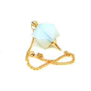 Jet Energized Opalite Hexagon Gold Plated Pendulum Free Booklet Crystal Therapy Cheerfulness Compassion Blood Pressure Vastu Motivation Image is JUST A Reference.