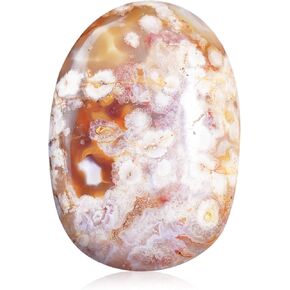 MIMOSA Healing Crystal Polished Palm Stone, Cherry Blossom Agate