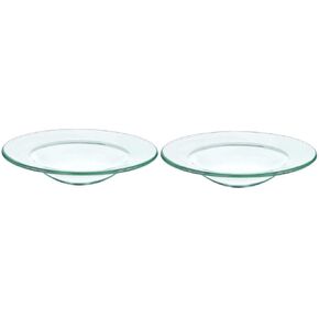 HOMSFOU Wax Heater Liner 2 Pcs Replacement Oil Warmer Dish Wax Melt Warmer Liner Dish Round Glass Dish Candle Wamer Bowl Plate Wax Tray for Electric Lamps Oil and Tart Warmers