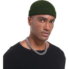 Wool Cuffed Beanie for Men Unisex Knit Watch Cap Thin Fisherman Beanies