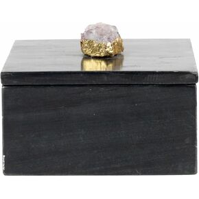 Modern Decorative Objects Marble Box with Lid for Bathroom Home Decor | White Marble Decor Box with Geode Small Boxes | Jewellery | Vintage Vanity Decor & Girls Keepsake Box(White Marble, 4x4x3.5")