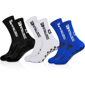 3 أزواج من جوارب كرة القدم للرجال المضادة للانزلاق جوارب رياضية مضادة للانزلاق لكرة القدم الرياضية مع وسادات للإمساك (أسود، أبيض، أزرق) in Kuwait