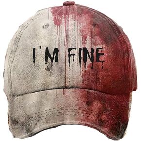 I'm Fine Baseball Cap I'm Fine Bloody Halloween Hat I'm Fine Bloody Cap Funny Hat Horror Cap
