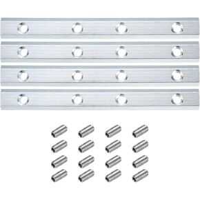 uxcell 4pcs 45 Series Straight Line Connector 4 Inch with M8 Mounting Screws Corner Bracket for T/V Slot 4545 Series Carbon Steel Extrusion Profile, Silver Tone