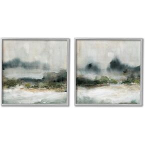 Stupell Industries Somber Abstract Landscape Mountain Scenery Watercolor Details 2pc set Framed Wall Art, Design by Carol Robinson