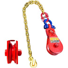 2 Ton Snatch Block with Chain and Swivel Shackle, 3" Sheave for 3/8" Inch Wire Rope,Snatch Block Pulley Kit for Tow Truck Rollback Wrecker Car Hauler Winch, Towing Winch Block Accessories